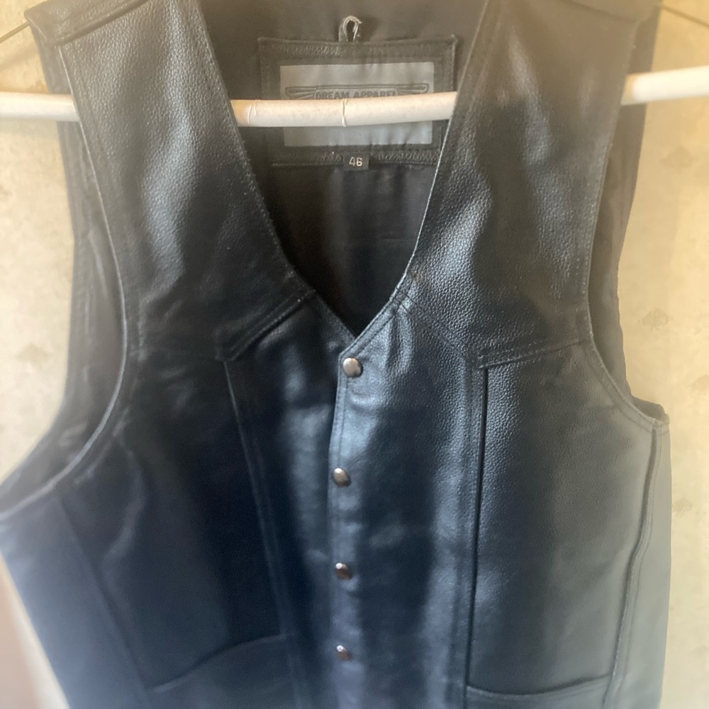 Men's Black Leather Vest